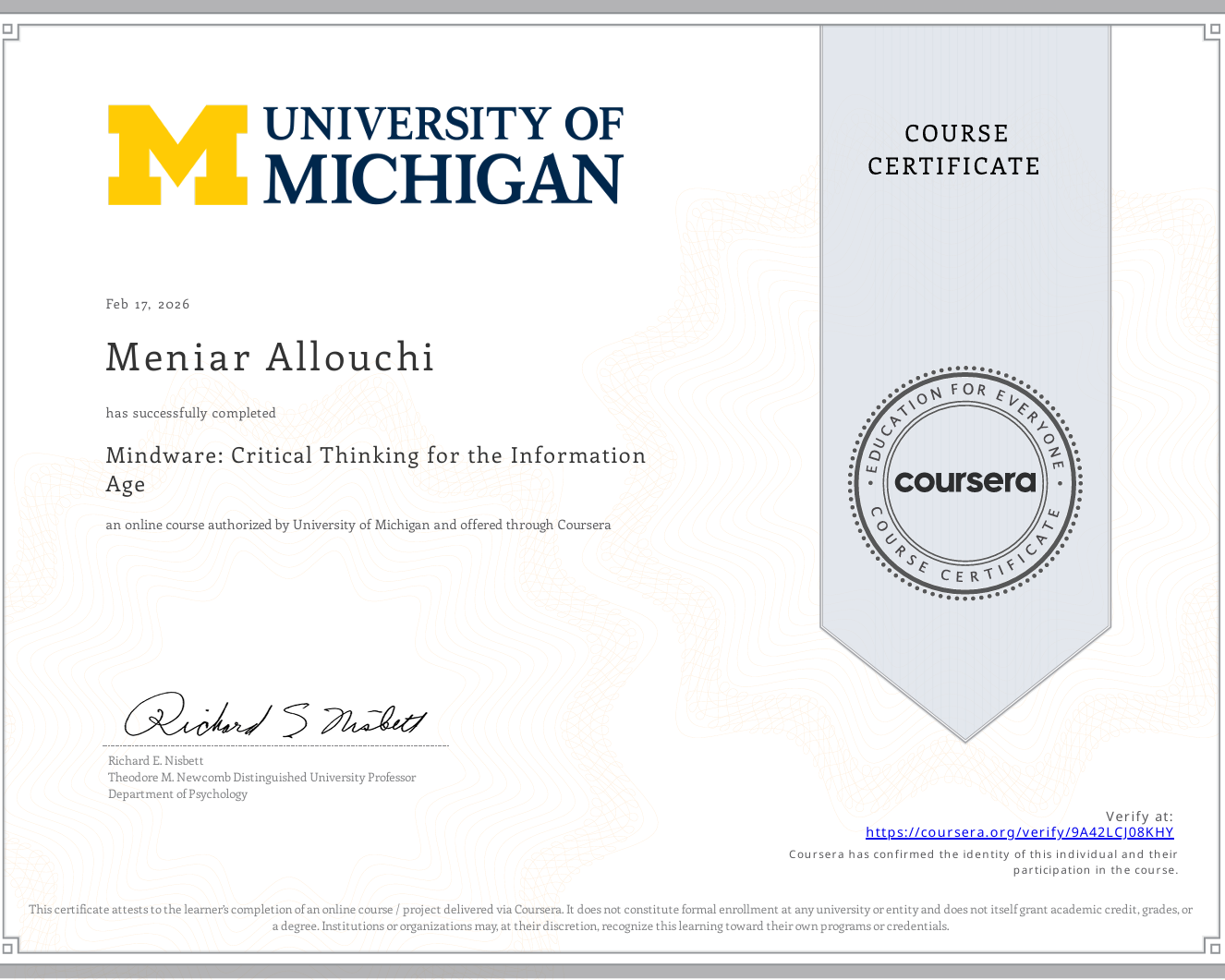 Critical Thinking Certificate