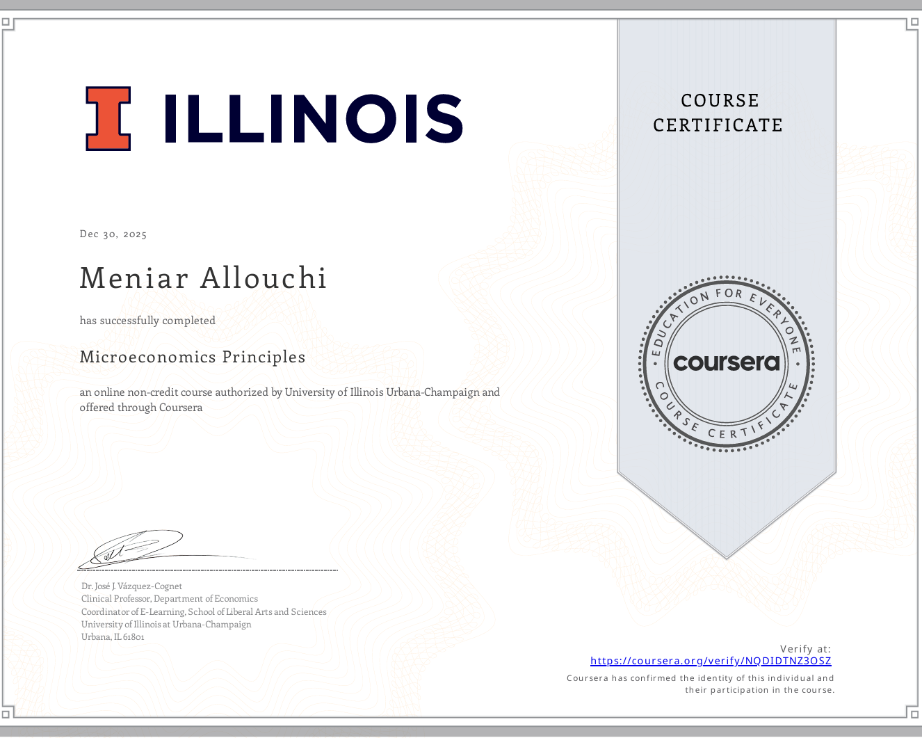 Microeconomics Certificate